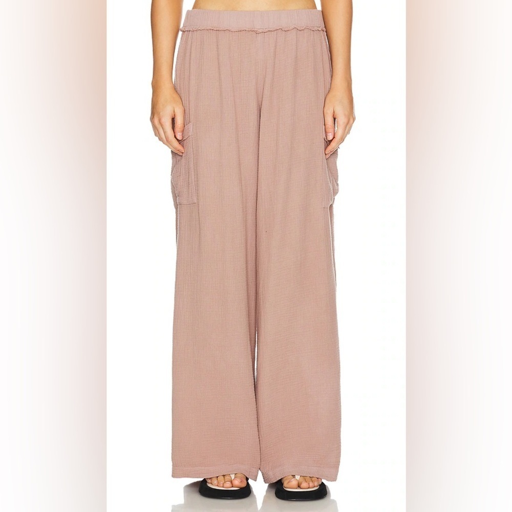 Monrow Gauze Wide Leg Cargo Pants